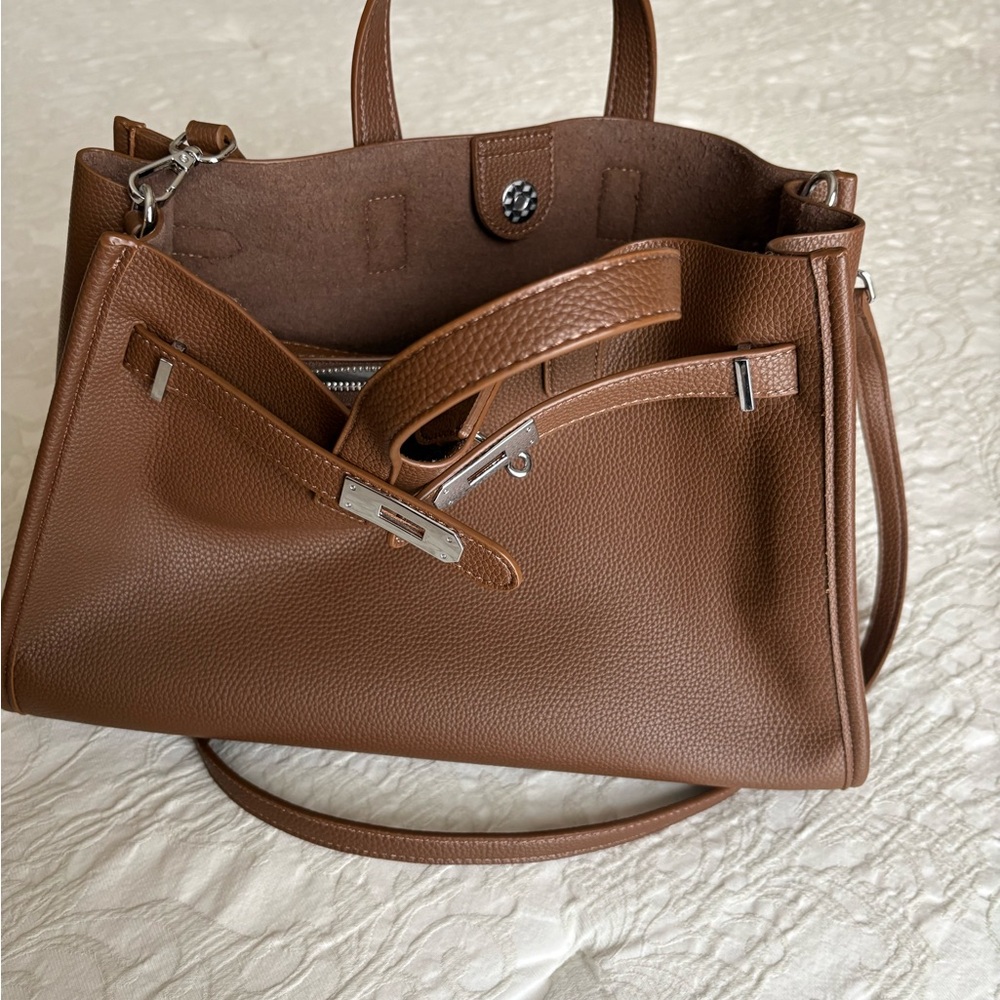 Elegant Brown Faux Leather Handbag